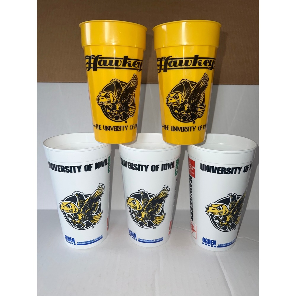 Vintage University of Iowa Hawkeyes Stadium Plastic Cups Set of 5 Herky Mascot